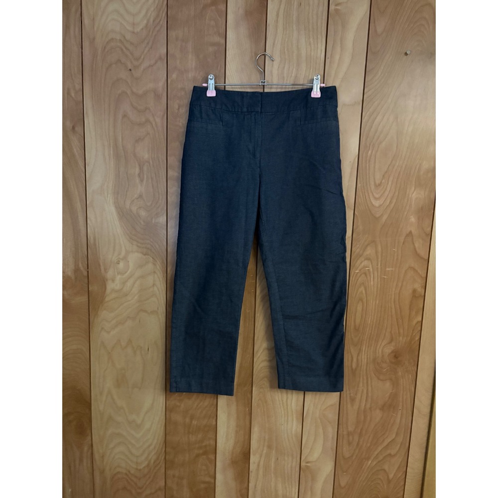 Ann Taylor Factory Womens Dark Blue Cropped Trousers Size 2 Cotton Blend Stretch